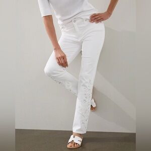 So Slimming Embroidered ankle jeans size 14 Tall (2.5) from Chico’s